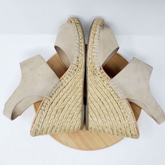 Steve Madden Womens 11 Wedge Sandals Platform Beige Suede Strappy Shoes Resort - Picture 7 of 9